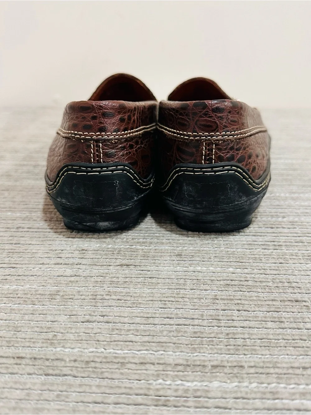 TB Phelps Bullington Men Brown Croco Leather Horsebit Driver Shoes Size 9,5 M